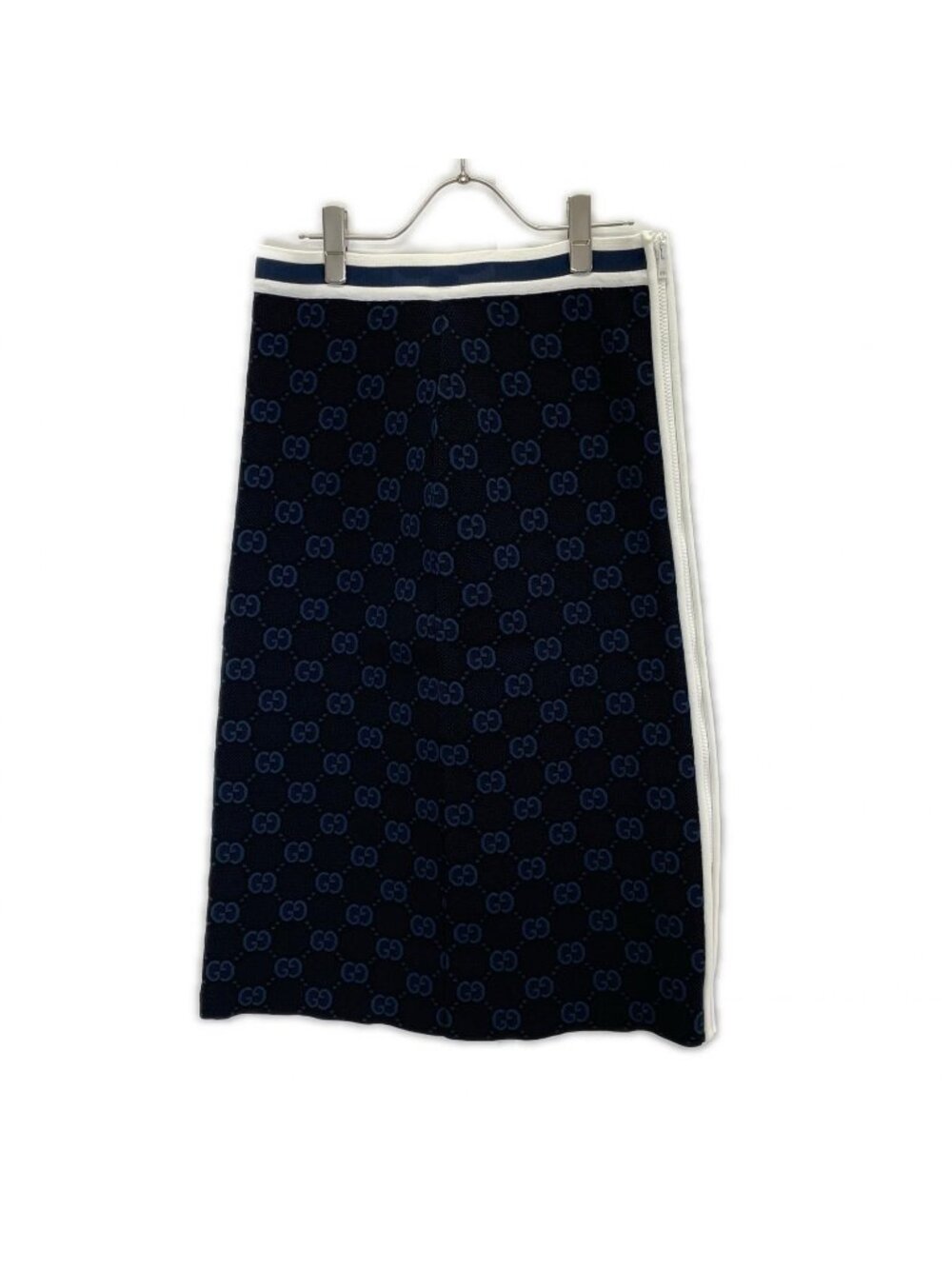 Gucci Navy GG Fine Cotton Jacquard Skirt